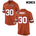 Women's Florida Gators #30 Amari Burney NCAA Nike Orange Authentic Stitched College Football Jersey CYU6362VE